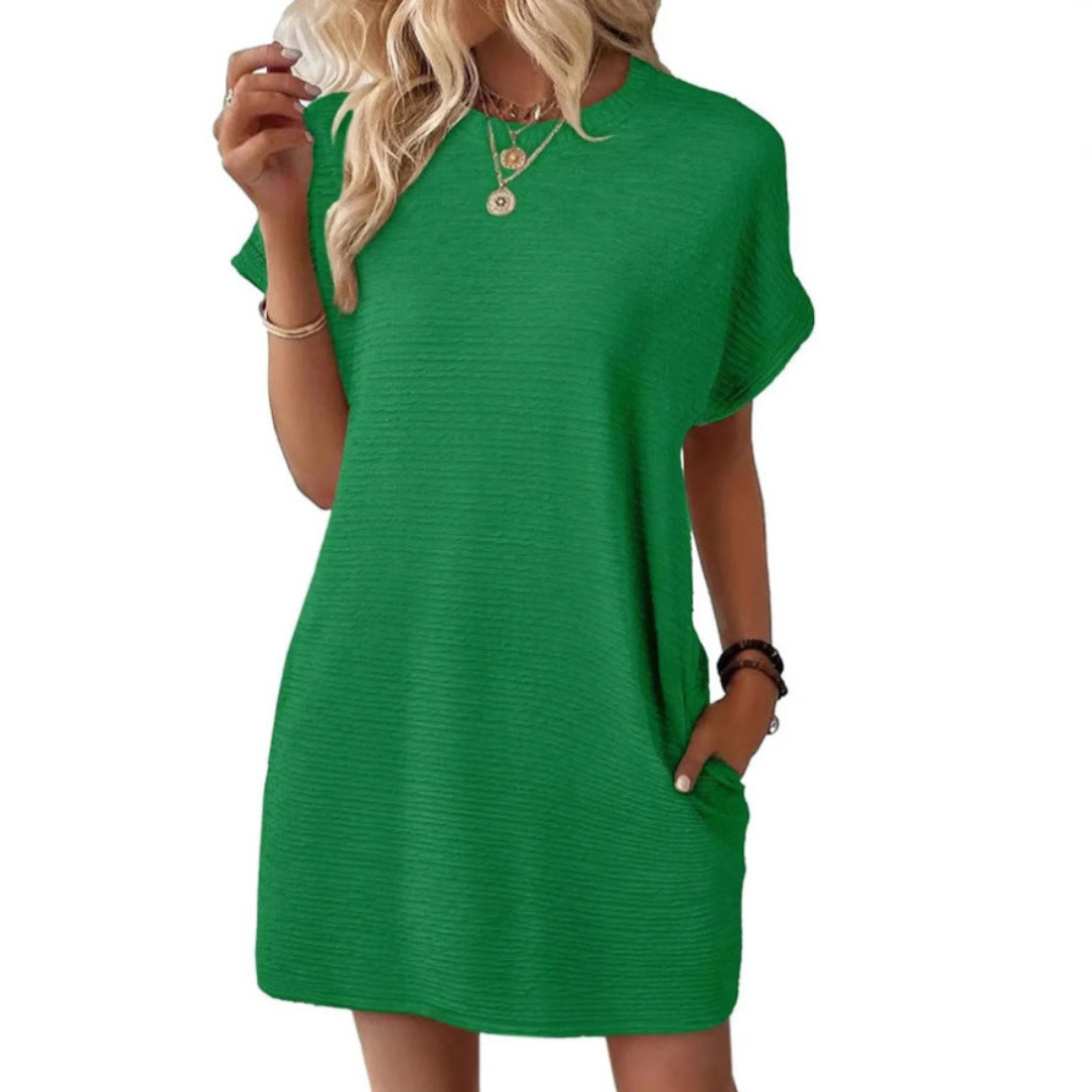 EVASHA™ – Casual Minimalist Round Neck Summer Dress