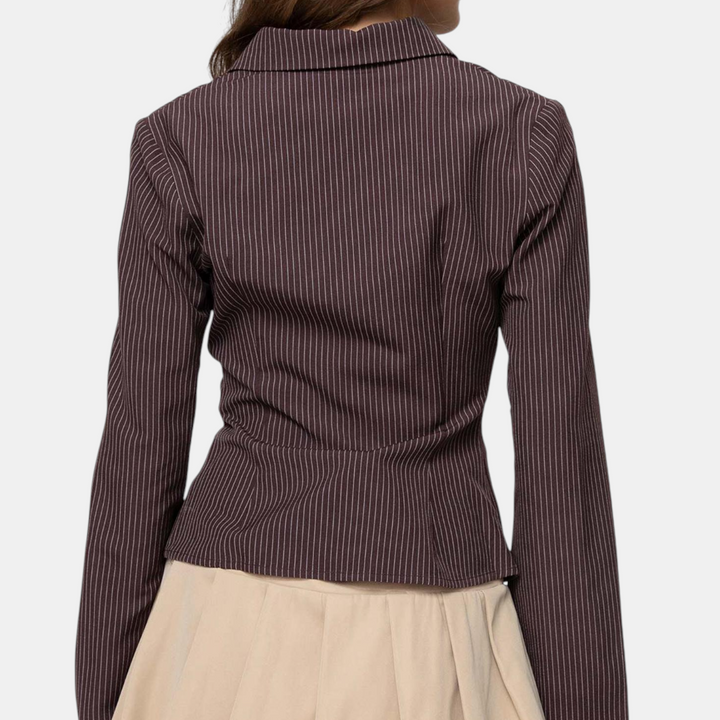 HARRIGAN™ – Classic Striped Button-Front Blouse