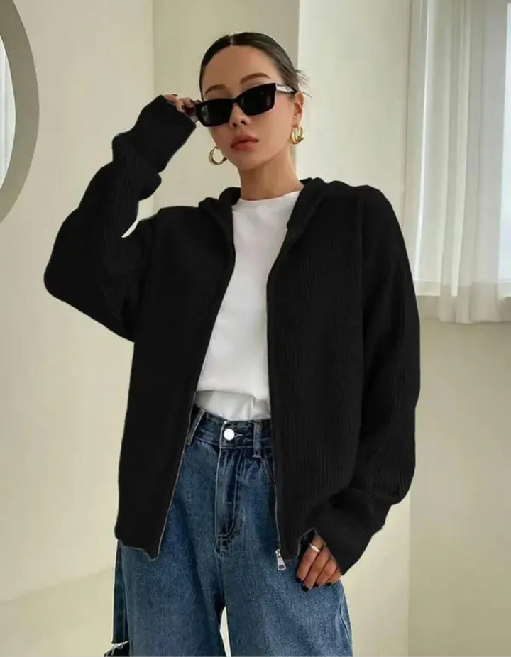 LARALI™ - Casual Zip-Up Hooded Long Sleeve Cardigan