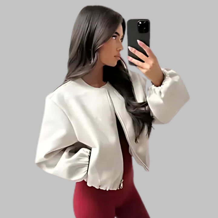 DHANE™ - Chic Long Sleeve Zipper Crop Top Jacket