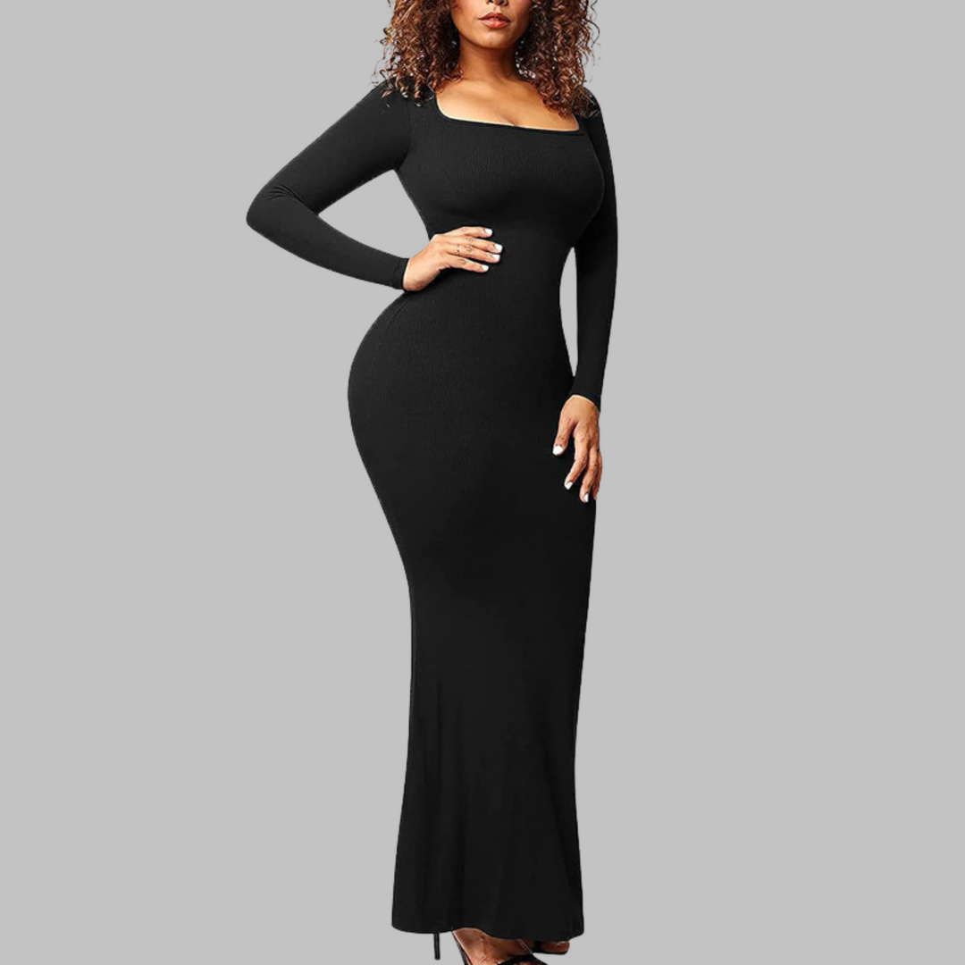 PITO™ - Casual Long Sleeve Built-In Shapewear Midi Dress