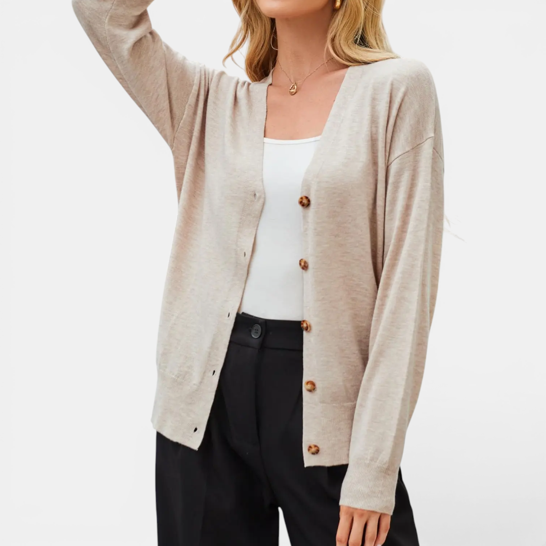 CLARICE™ – Lightweight Wool Blend Button Cardigan