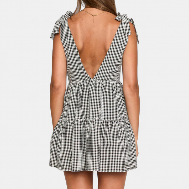 LOLITA™ – Bow Strap Deep V Mini Dress