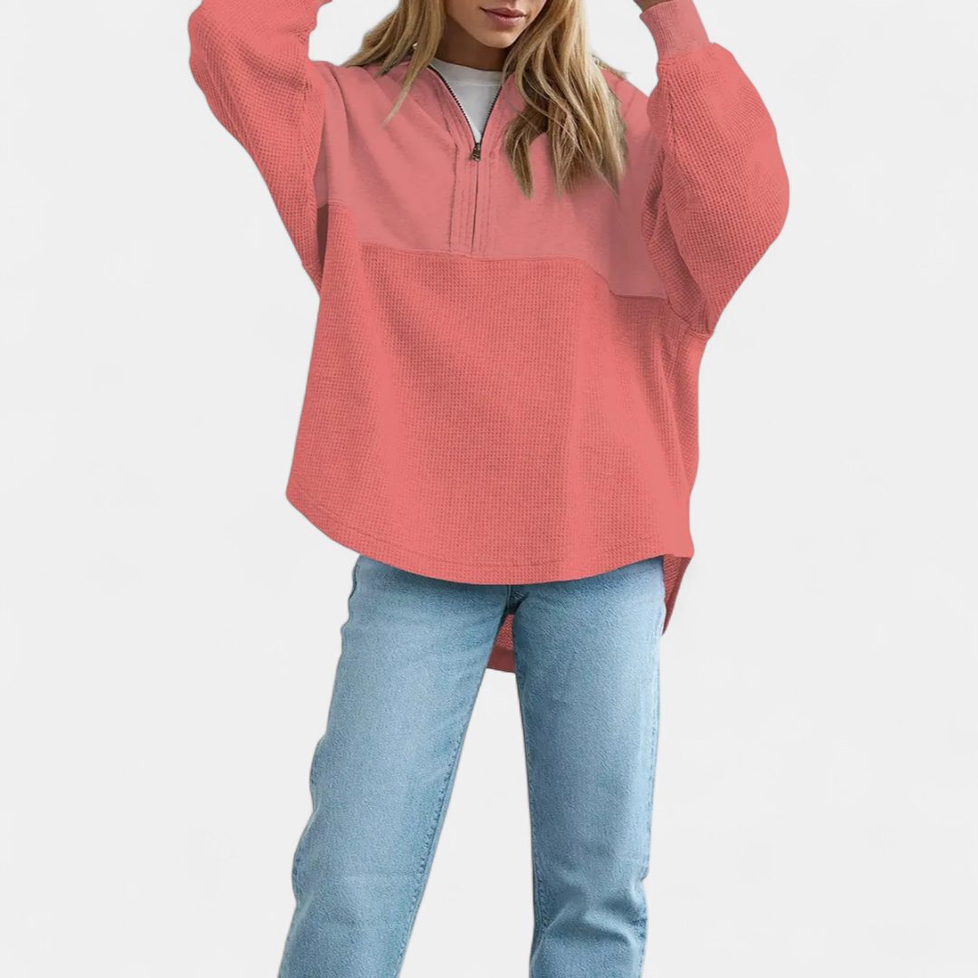KENSEY™ – Relaxed Waffle Knit Pullover Top