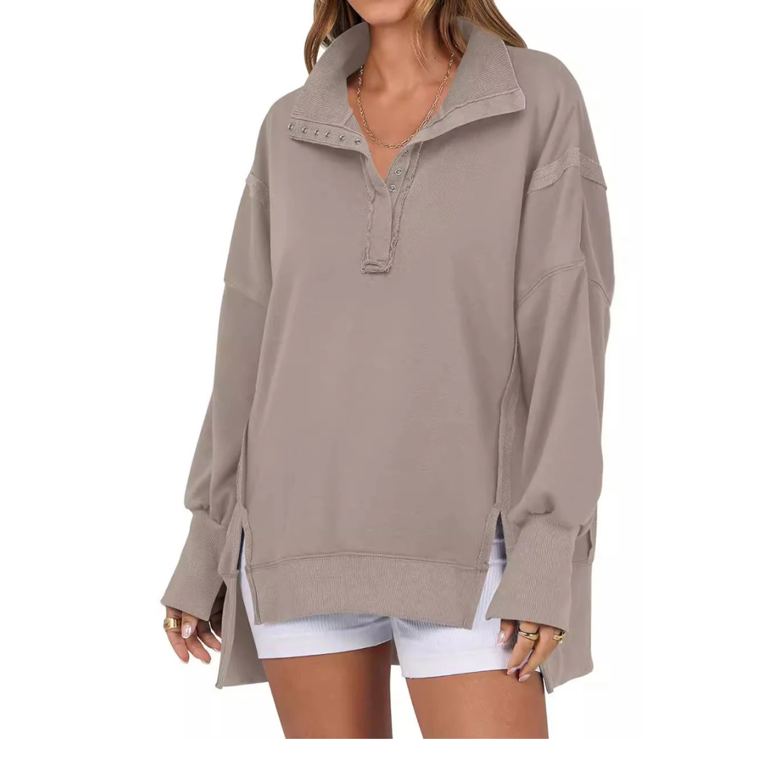 VERON™ - Loose Fit High-Low Split Hem Casual Sweatshirt