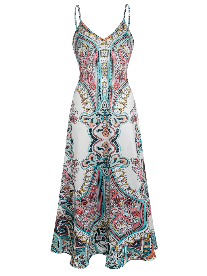 OTTILIE™ – Boho Floral Print Sleeveless Dress