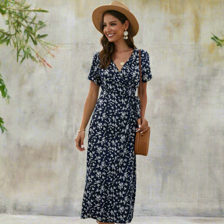 DALISAY™ -  Plus Size V-Neck Flounce Sleeve Summer Dress