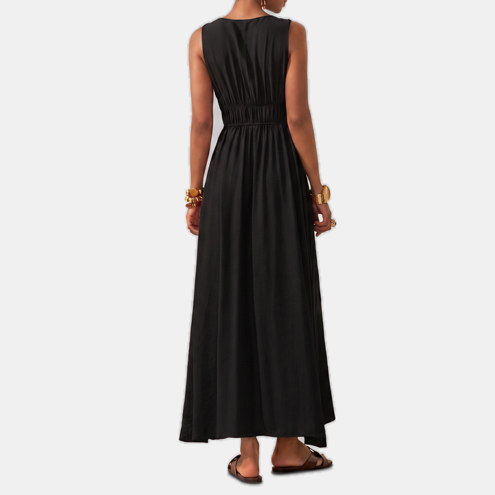 Women's Sleeveless Deep V Neck Flowy A Line Dress