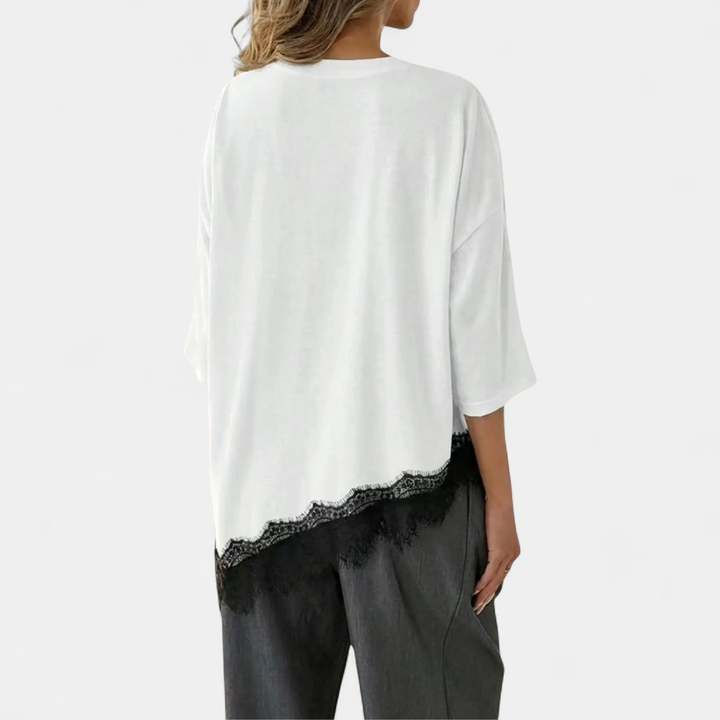 HADRIA™ – Relaxed Lace Hem Casual Top