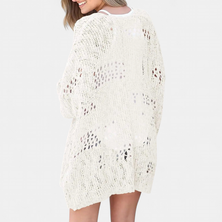 FIORELLA™ – Boho Hollow-Out Knit Cardigan