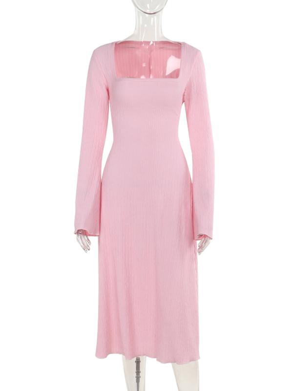 ERIN™ - Sophisticated Lace-Up Tie Back Flounce Sleeve A-Line Long Dress