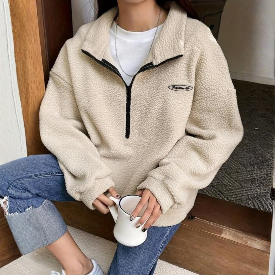 AVALANNA™ - Comfy Fuzzy Half Zip Long Sleeve Sweatshirt