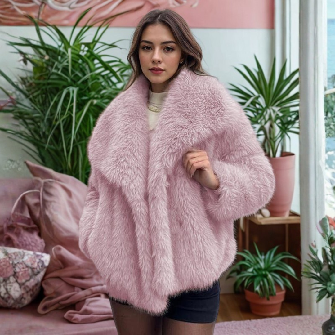 CORRINE™ - Classy Long Sleeve Collared Fuzzy Coat