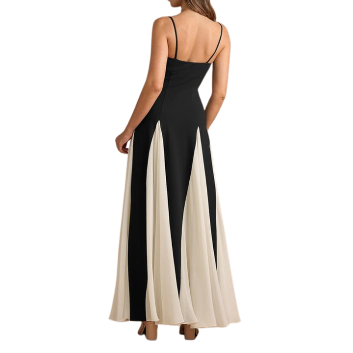 BEATRIX™ – Elegant A-Line Crepe & Chiffon Maxi Dress