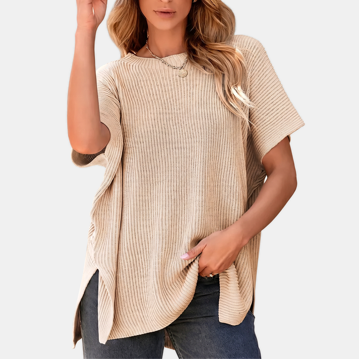 Women's Oversized Drop Shoulder Puff Sleeve Knit Pullover Sweater
