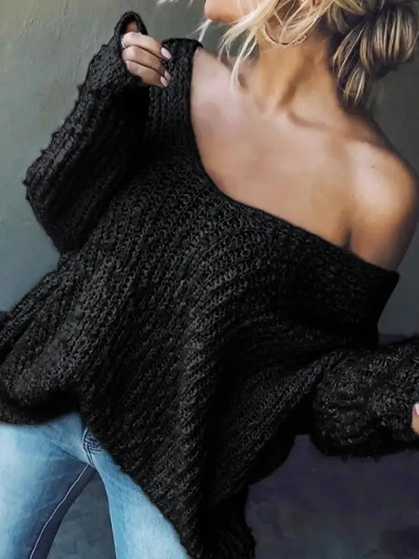 TELIKA™ - Comfy Drop Shoulder Long Sleeve Sweater