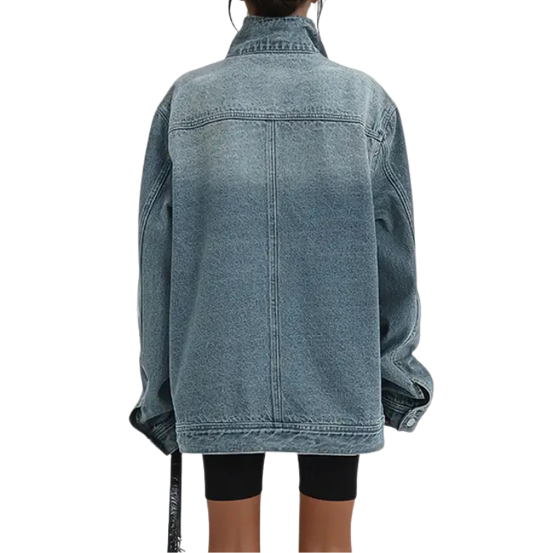 SKYE™ – Vintage Washed High Neck Asymmetric Jacket
