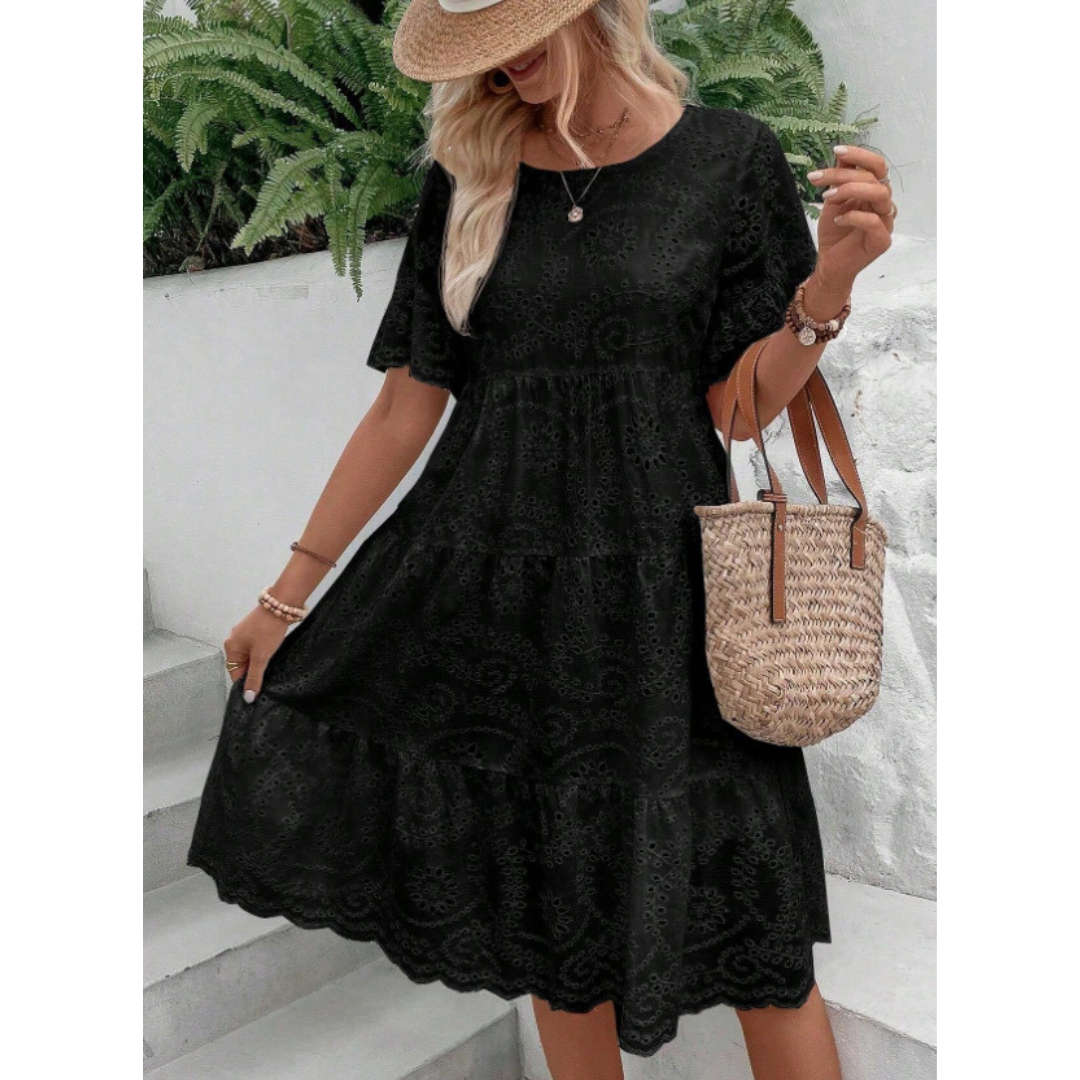 RAEMI™ – Elegant Round Neck Boho Summer Dress
