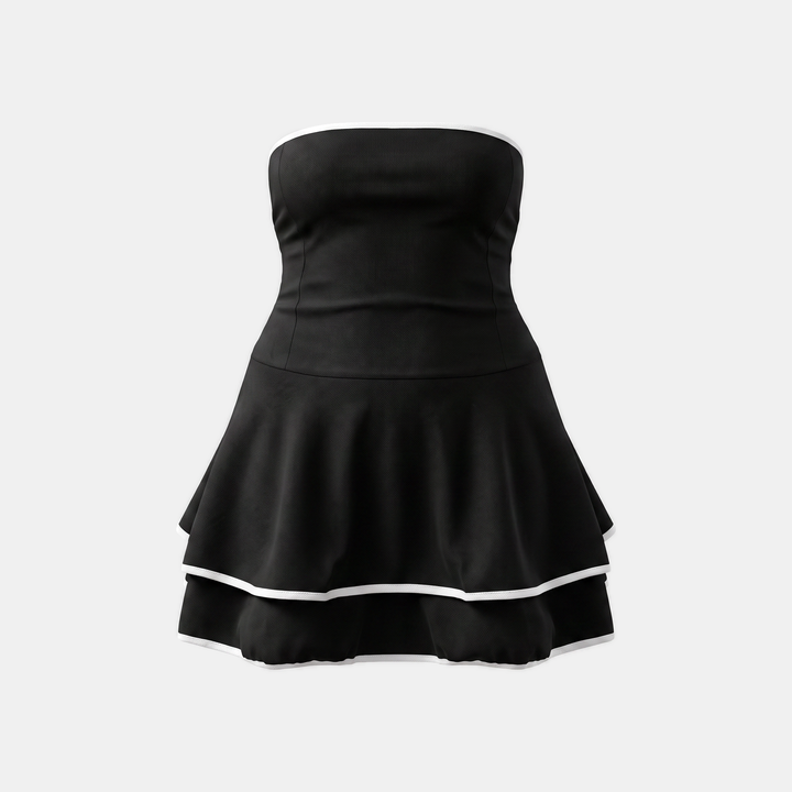 Women's Strapless Tiered Backless Mini Dress