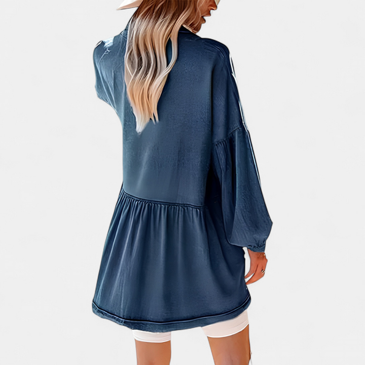 DUSTY™ – Relaxed Distressed Denim Shirt Dress