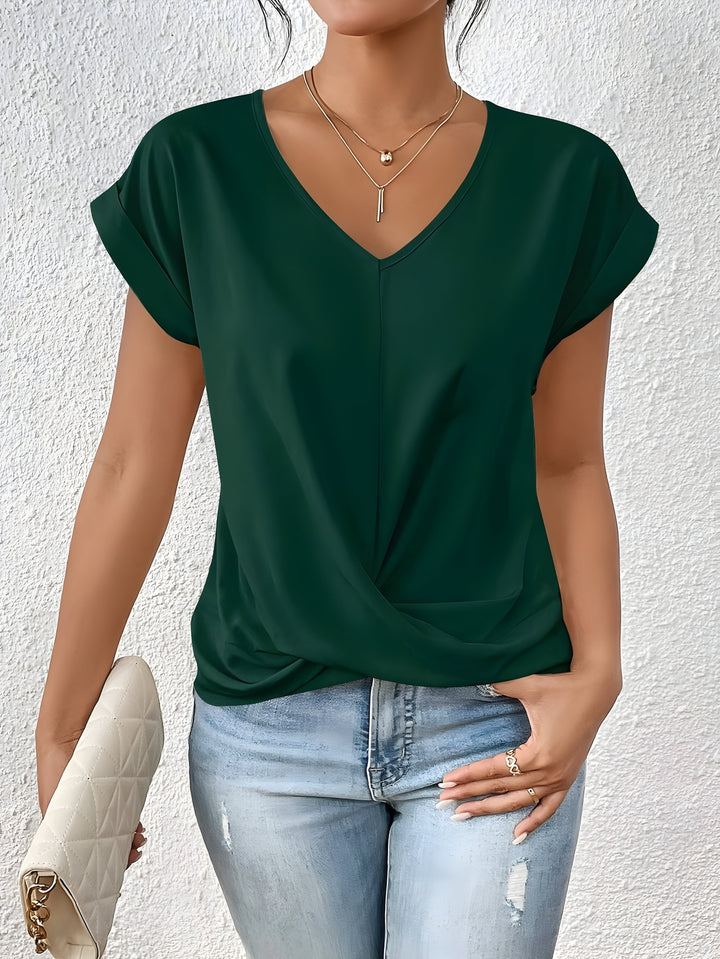 MEIKA™ – Classic Twist Detail V-Neck Top