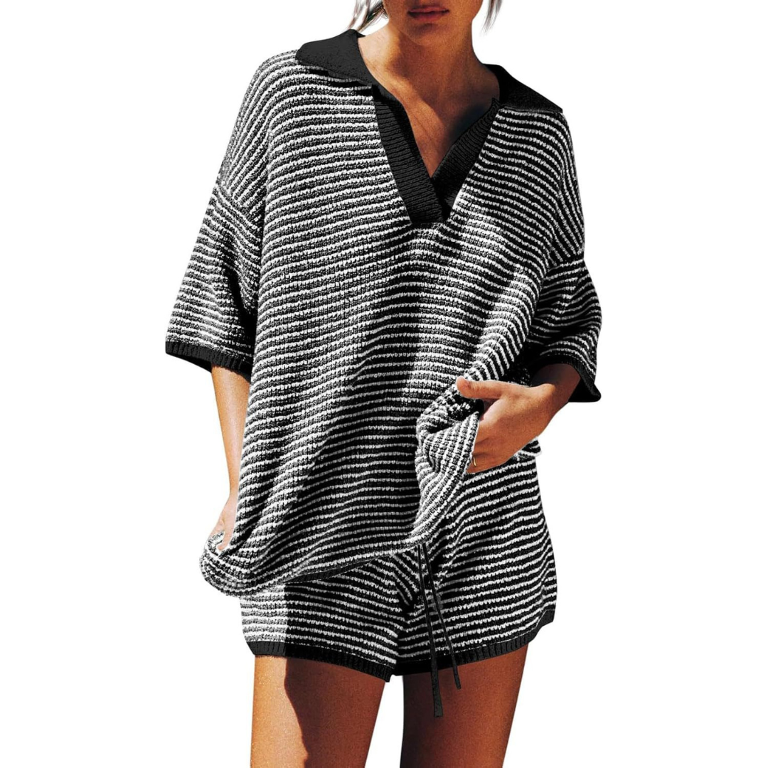 CONNY™ – Casual Striped Knit Summer Two-Piece Set