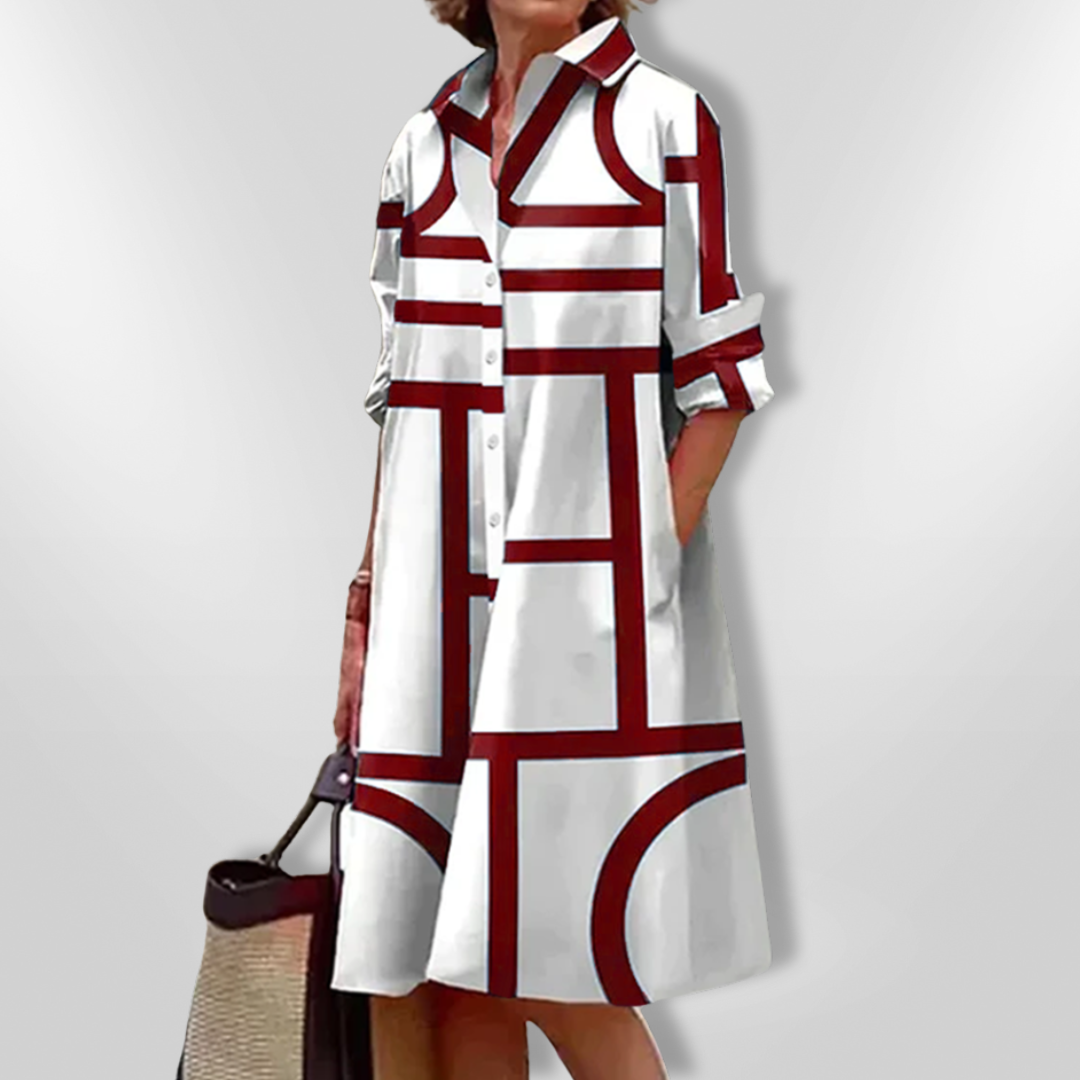 CHEZKA™ - Elegant Geometric Midi Dress