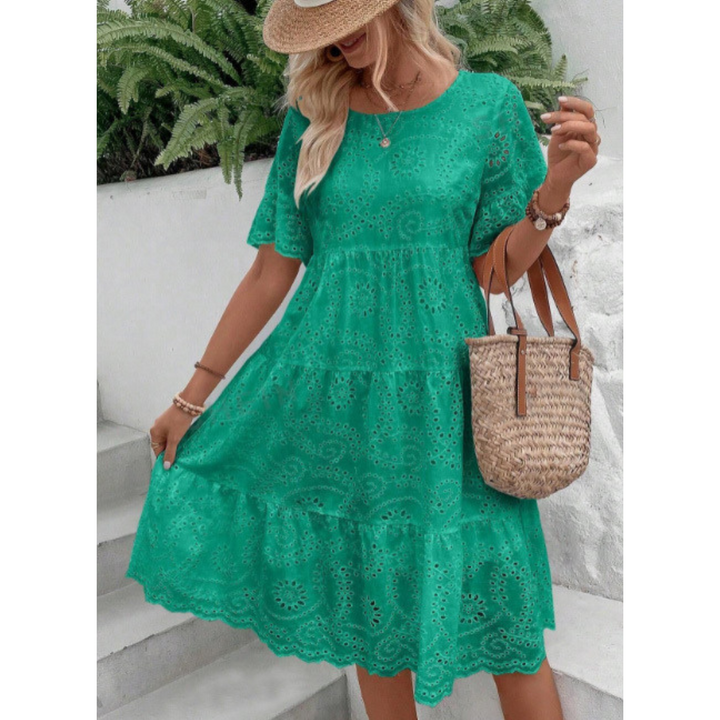 RAEMI™ – Elegant Round Neck Boho Summer Dress