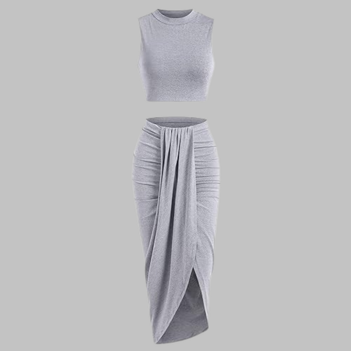 MANUELA™ - Elegant Pleated Slit Long Skirt Set