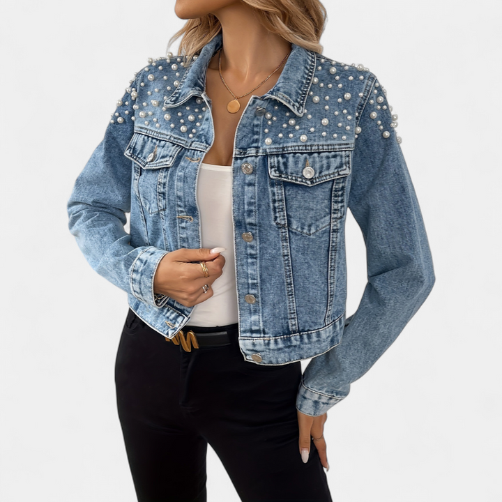 PAXTON™ – Pearl-Studded Short Denim Jacket