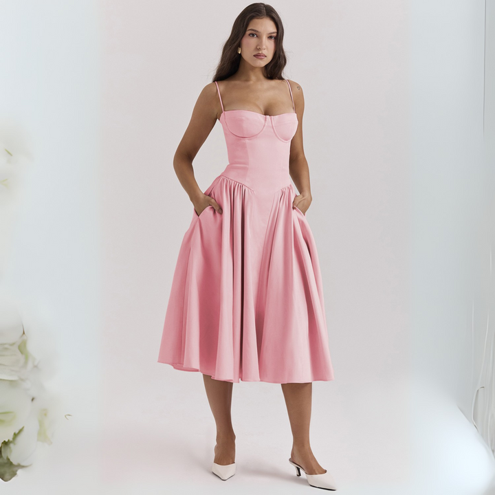 TRENTA™ - Chic Spaghetti Strap Bodycon Midi Dress