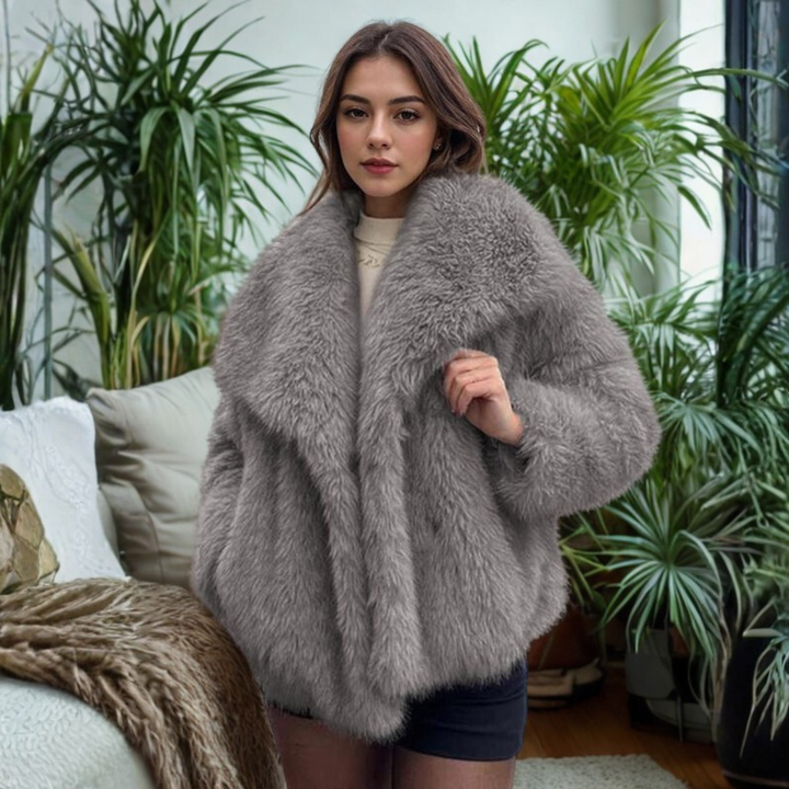 CORRINE™ - Classy Long Sleeve Collared Fuzzy Coat