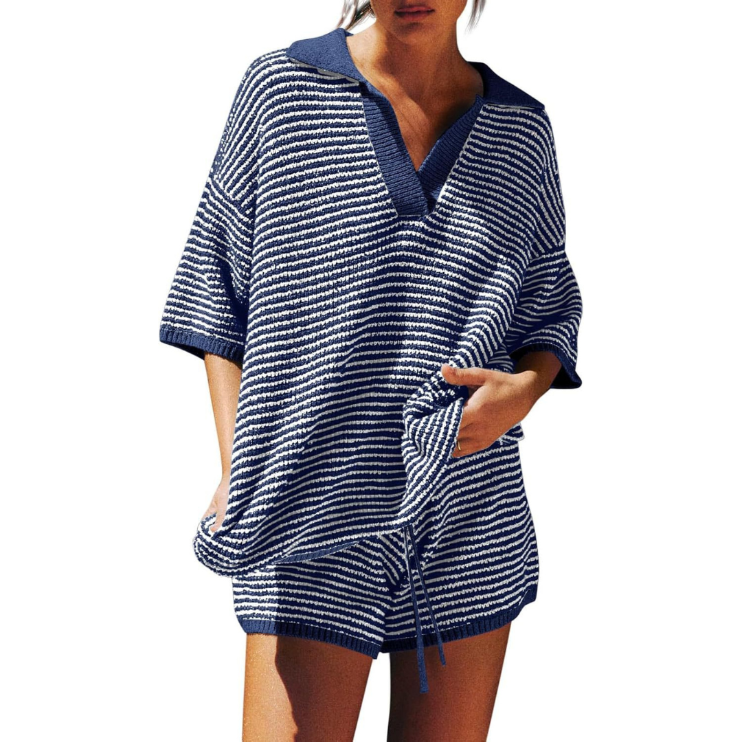 CONNY™ – Casual Striped Knit Summer Two-Piece Set