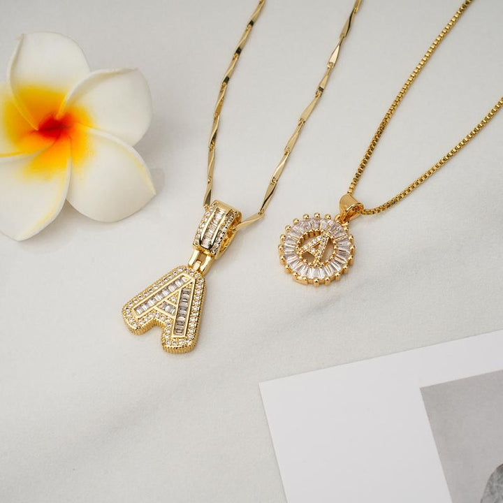 AISHA™ - Elegant 2-Pack Initial Letter Pendant Necklaces