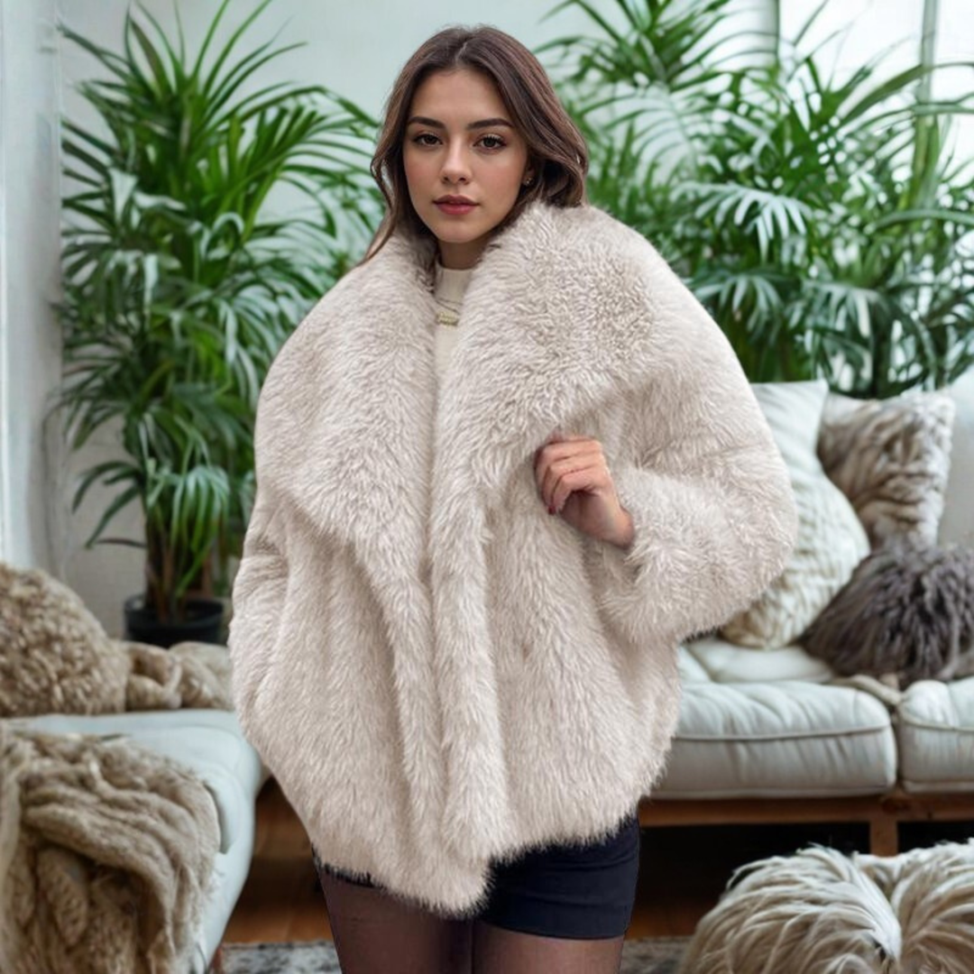 CORRINE™ - Classy Long Sleeve Collared Fuzzy Coat