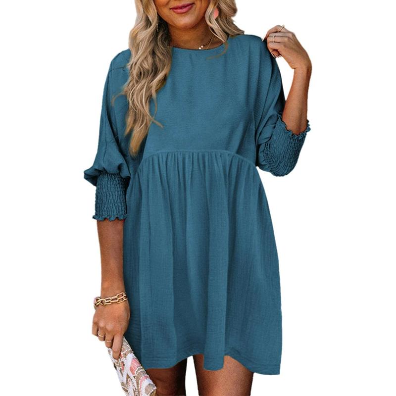 LEA™ – Women’s Casual Black Shift Dress Flowy Crew Neck Mini Sundress for Summer