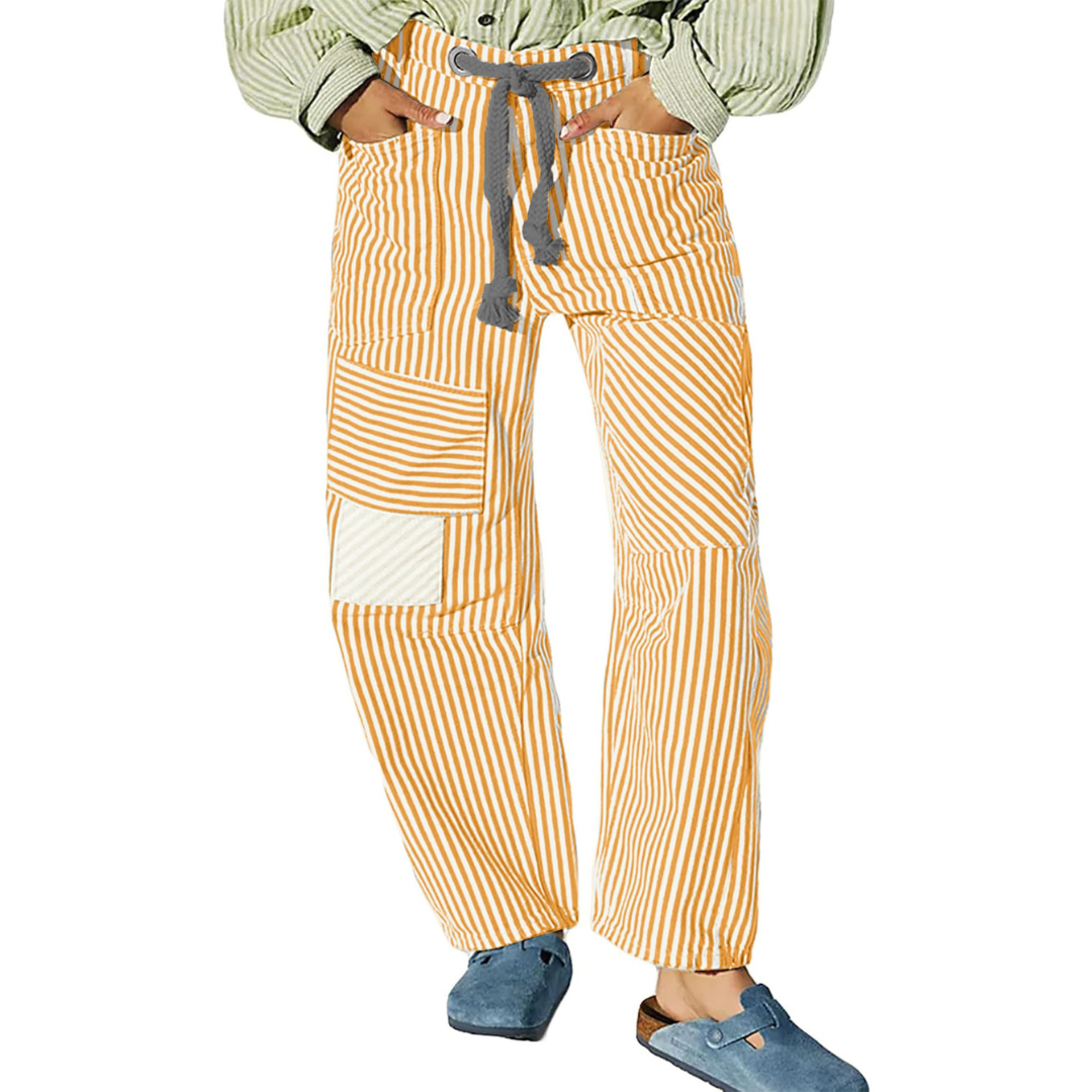 PERLAH™ – Chic Stripe Drawstring Wide-Leg Pants