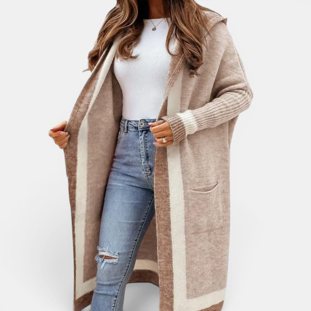 TOLVIE™ – Cozy Striped Hooded Long Cardigan