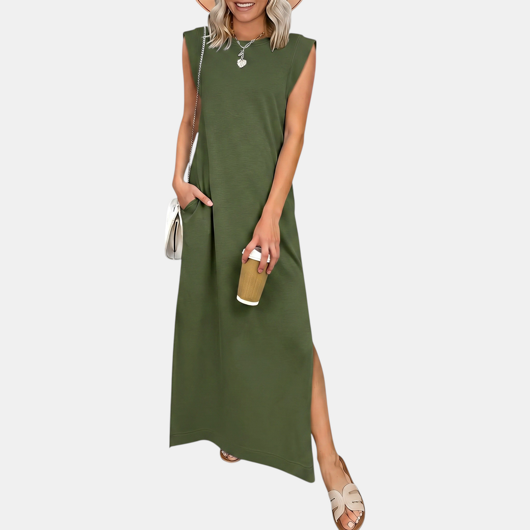 Women's Sleeveless Loose Fit Split Hem Maxi Sundress