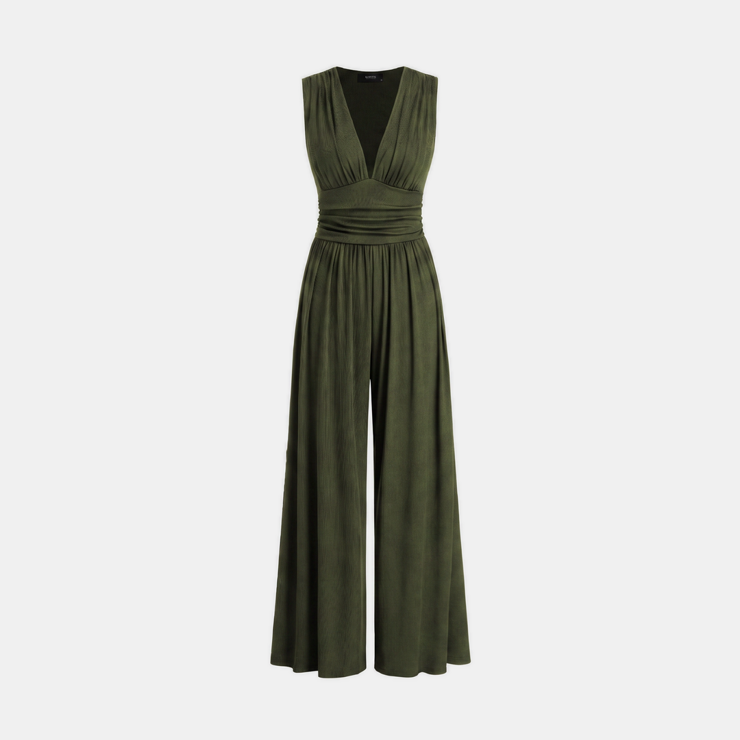 Women's Sleeveless Wide Leg Ribbed Jumpsuit