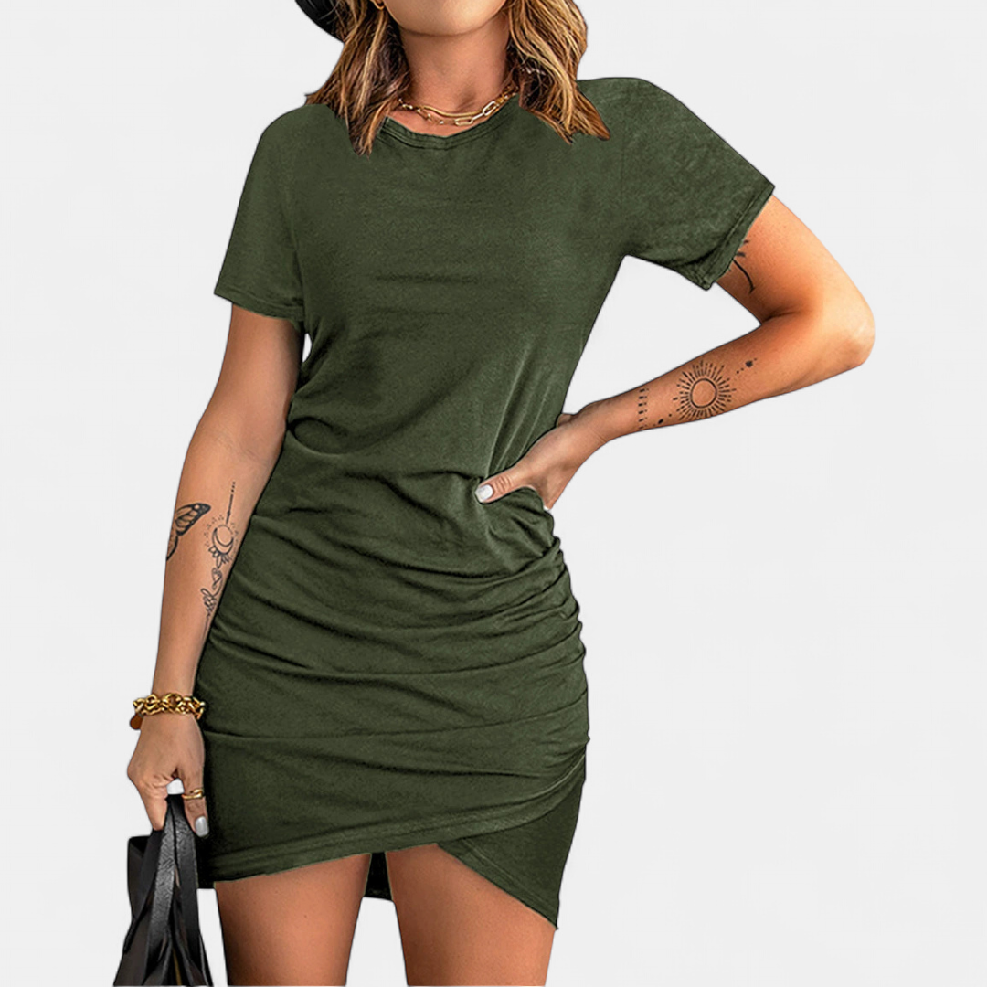 NIXIE™ – Ruched Bodycon Short Sleeve Dress