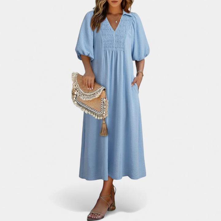MERIDIAN™ – Breezy Puff Sleeve A-Line Dress