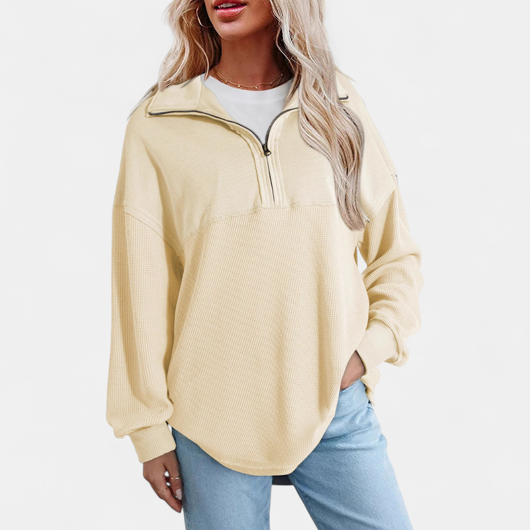 KENSEY™ – Relaxed Waffle Knit Pullover Top