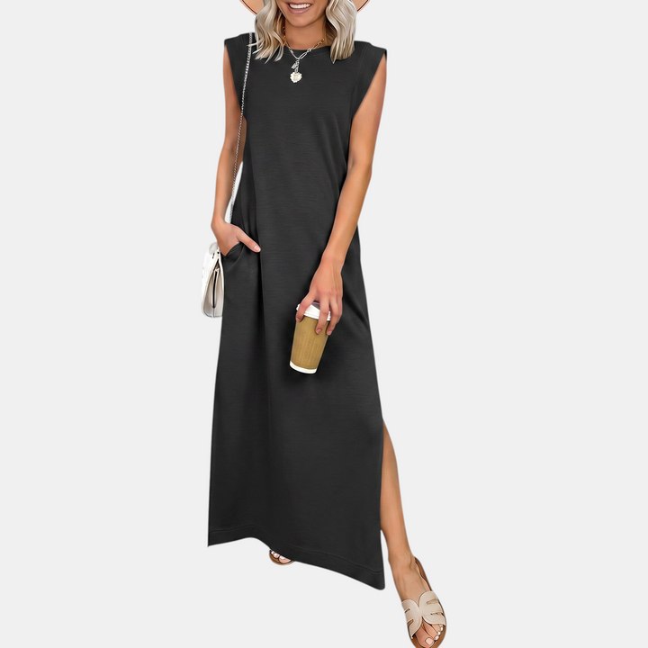 Women's Sleeveless Loose Fit Split Hem Maxi Sundress