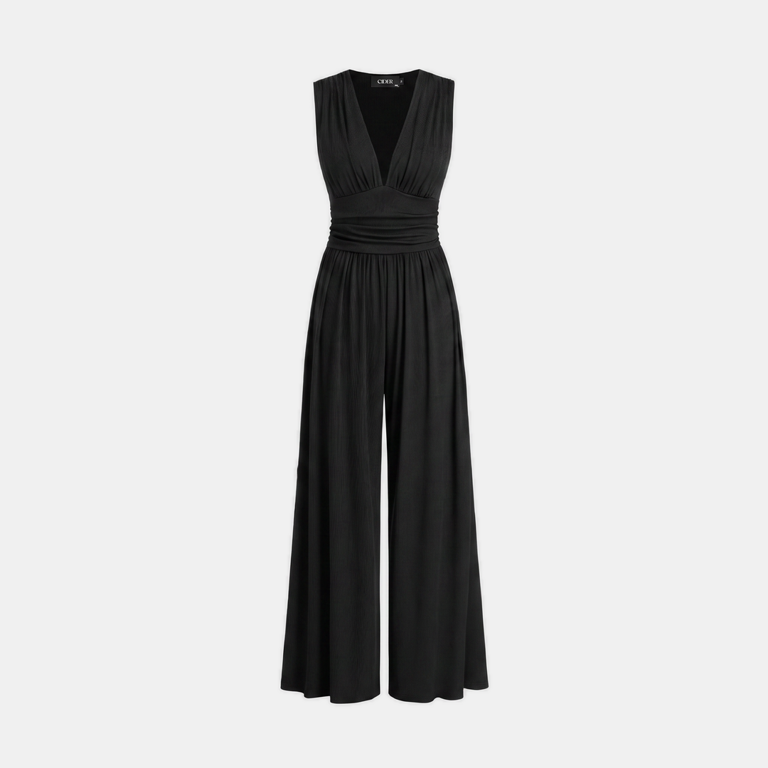 Women's Sleeveless Wide Leg Ribbed Jumpsuit