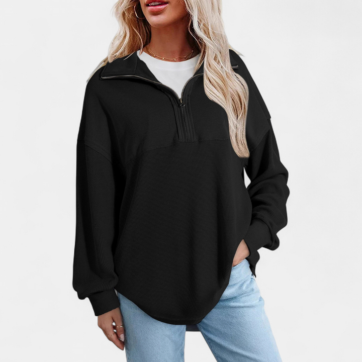 KENSEY™ – Relaxed Waffle Knit Pullover Top