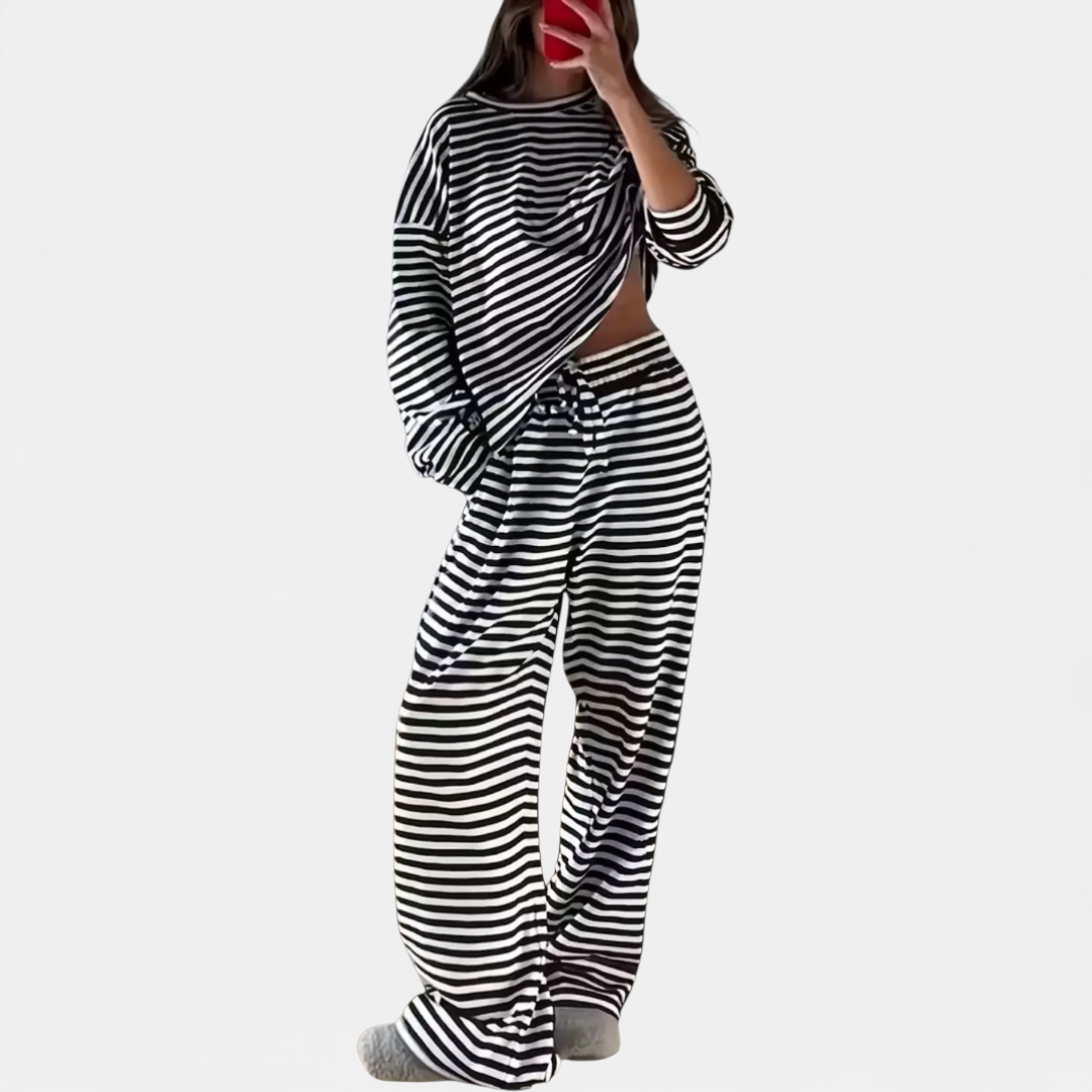 FLEURINE™ – Relaxed Stripe Wide-Leg Jumpsuit