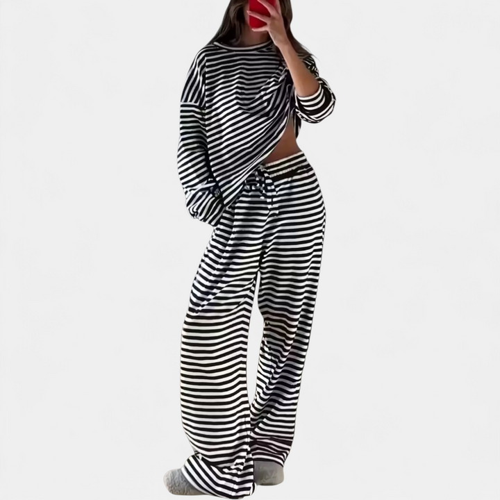 FLEURINE™ – Relaxed Stripe Wide-Leg Jumpsuit