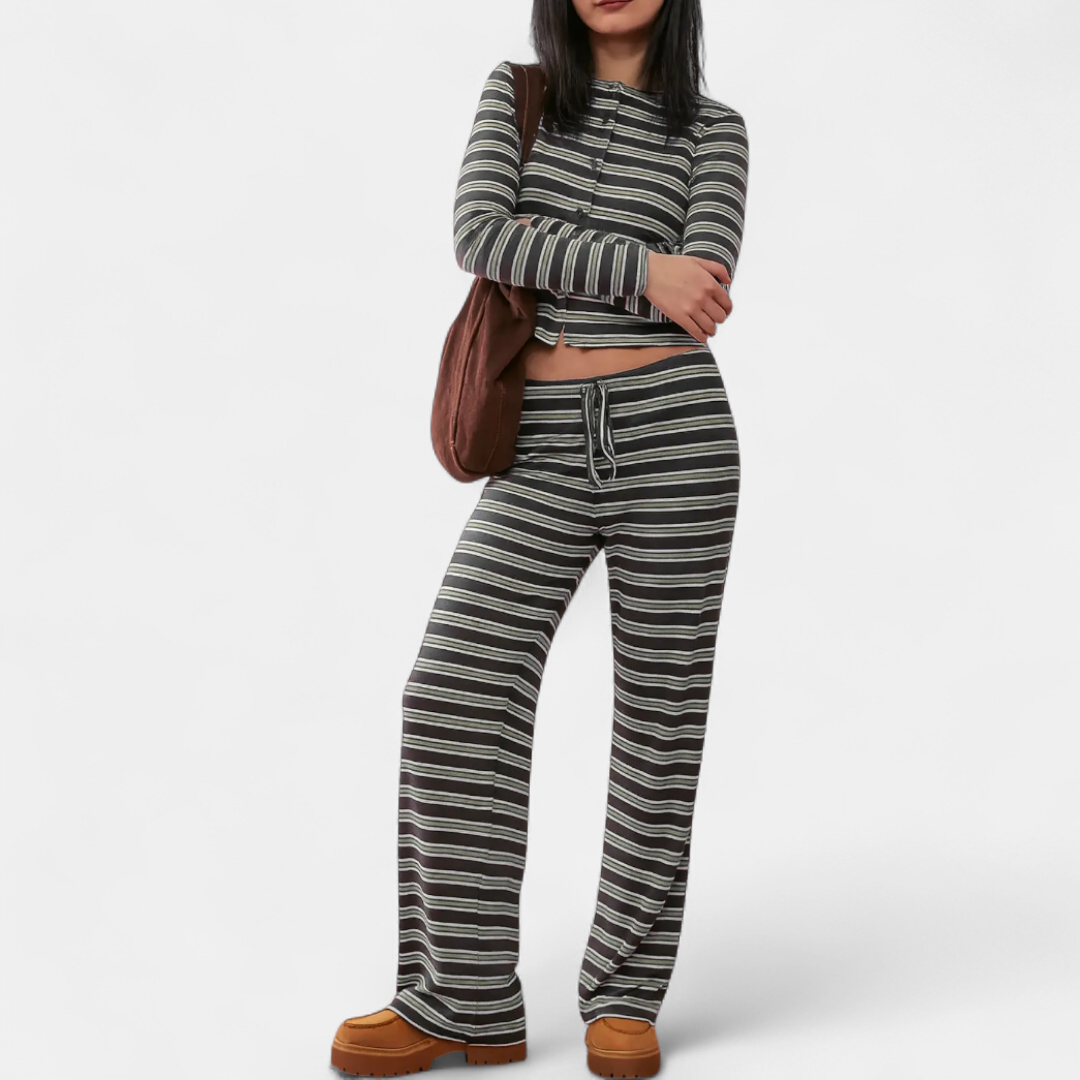ROXLYN™ – Colorblock Striped Lounge Two-Piece Set