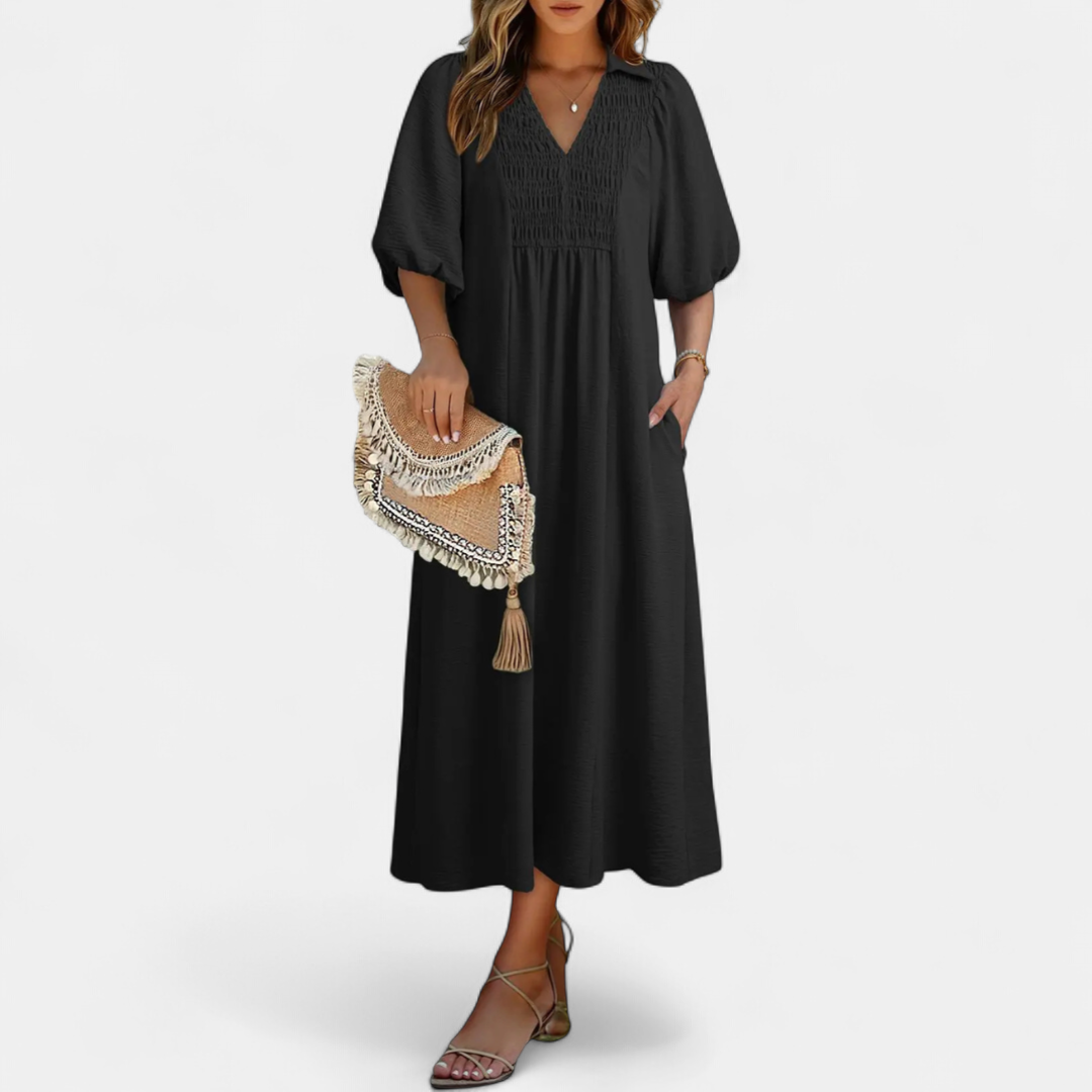MERIDIAN™ – Breezy Puff Sleeve A-Line Dress